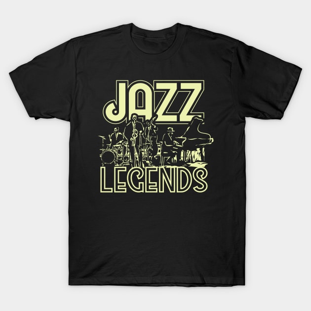 Jazz Legends-Vintage Jazz Club Theme T-Shirt by jazzworldquest
